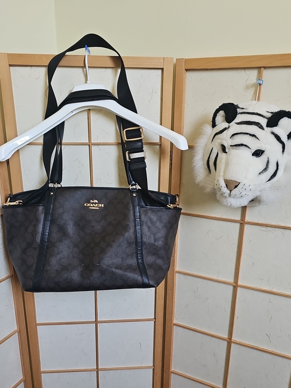 Brown/Black Signature Coach Baby Bag w Black Changing Pad With Gold Hardware